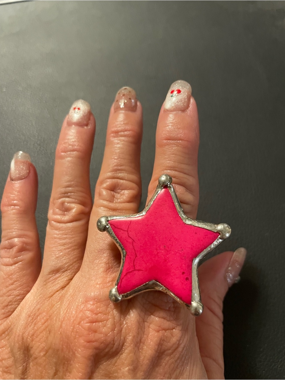 Pink Star Statement Ring - Picture 6 of 7